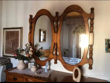Specchio doppio in legno massello