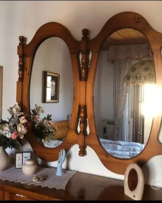 Specchio doppio in legno massello