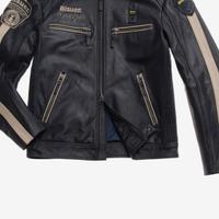 Giubotto bike pelle blauer