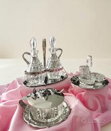 Set Condimento Vintage Cristallo/Vetro e Acciaio
