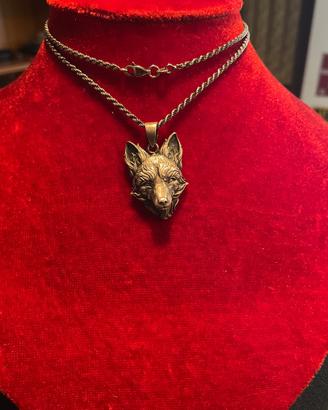Ciondolo lupo lupa argento 925 vintage