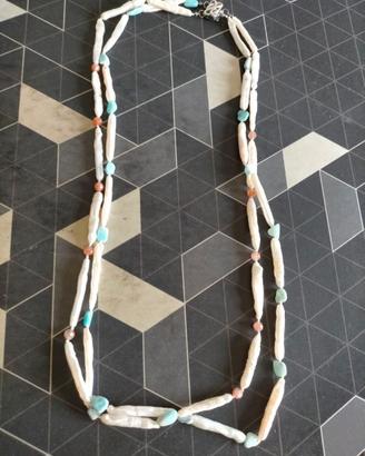 Collana Perle Biwa, Larimar e Pietra del Sole