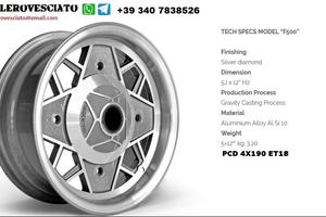 Cerchi f500 millemiglia 5x 12 4x190 et18 fiat 500