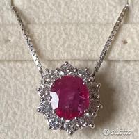 COLLANA ORO 18kt. DIAMANTI E RUBINO CERT. 2,33