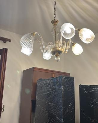 Lotto tre lampadari vintage stile Murano
