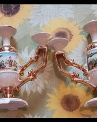 Coppia candelieri in ceramica pregiata "Lucca".