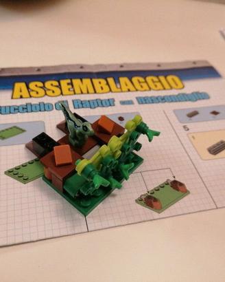 LEGO Jurassic World cucciolo raptor + nascondiglio