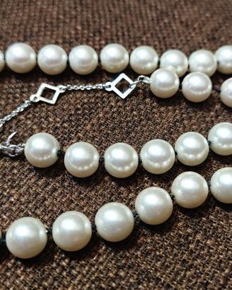 COLLIER di PERLE Gioiello ARGENTO 925 Marca MISAKI