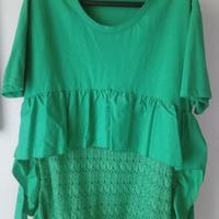 Camicetta verde in cotone con pizzo, marca Zara