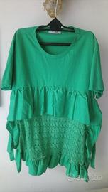 Camicetta verde in cotone con pizzo, marca Zara
