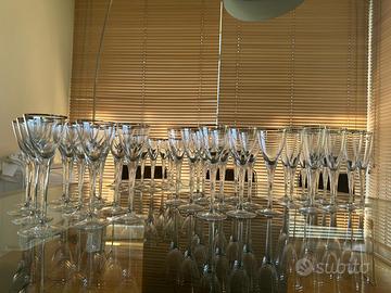 Set bicchieri Venini cristallo e argento 48 pezzi