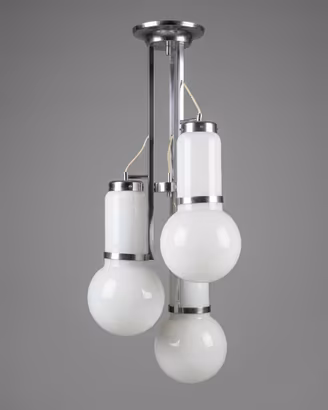 Lampadario Space Age Anni 60/70 Vetro Opallino 3L