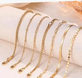 Set 7 bracciali da donna acciao inox placcati oro