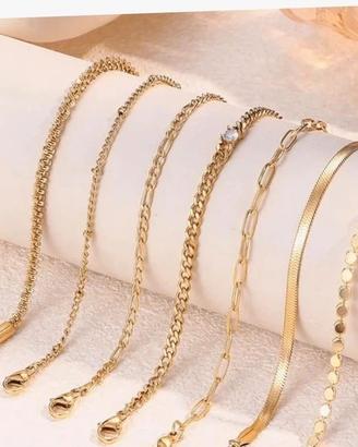 Set 7 bracciali da donna acciao inox placcati oro