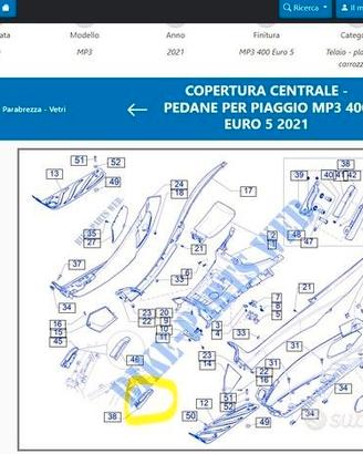 Poggiapiedi sinistro per piaggio mp3 400 hpe 2021
