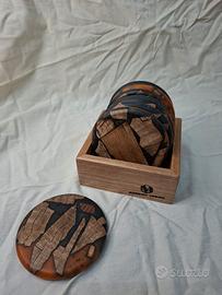 sotto bicchieri legno e resina