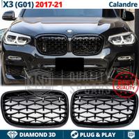 GRIGLIE Anteriori per BMW X3 G01 17-21 Nera Lucida