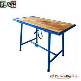 Banco lavoro pieghevole in legno e acciaio Blu