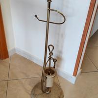 Porta carta igienica e scopino in ottone e pietra