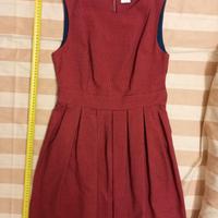 Vestito vintage pied de poule rosso e blu