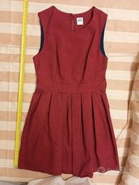 Vestito vintage pied de poule rosso e blu