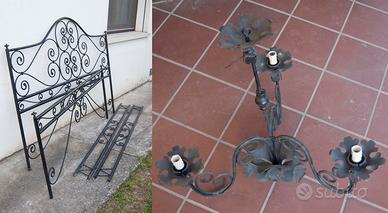 Letto in ferro battuto artigianale + lampadario
