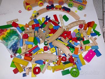 Giochi in legno per bambini+cavallino a dondolo