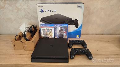 PS4 Slim 500GB + 2 Controller+ Scatola + accessori