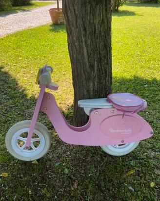Bicicletta senza pedali in legno