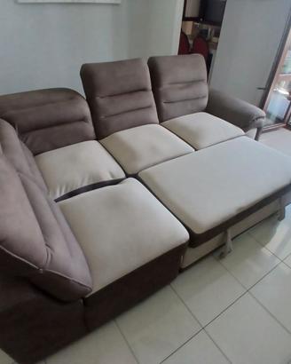 Divano letto a L con testata manuale regolabile