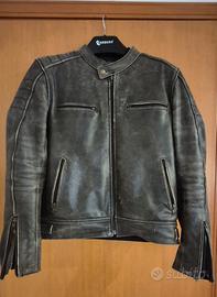 Giacca moto Carburo in pelle  marrone. 