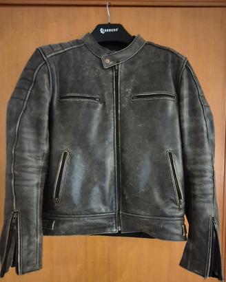 Giacca moto Carburo in pelle  marrone. 