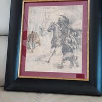 Quadro carboncino su carta antico