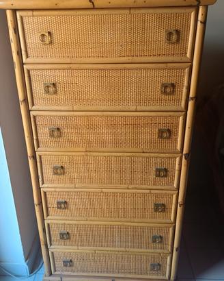 cassettiera in Bambù e vimini