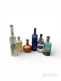 4 lotto bottiglie gin vuote