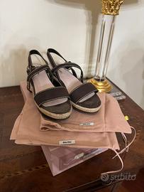 Miu Miu sandli zeppa espadrillas