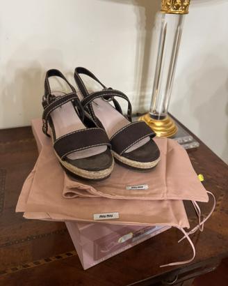 Miu Miu sandli zeppa espadrillas