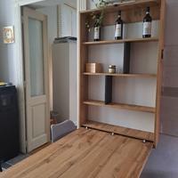 Tavolo a scomparsa moderno 135x203 rovere e nero