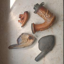 Coppia di Pipe Antiche in Schiuma di Mare Scolpita
