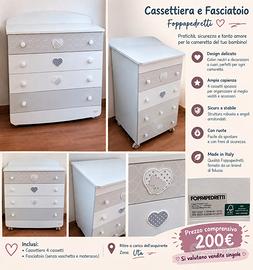 cassettiera e fasciatoio foppapedretti lovely