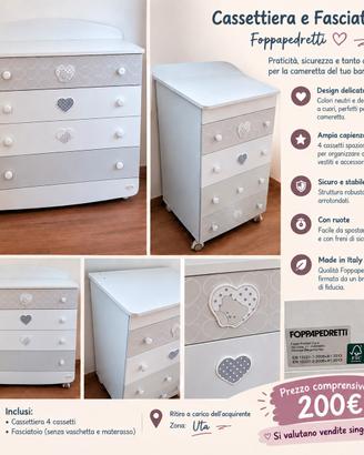 cassettiera e fasciatoio foppapedretti lovely