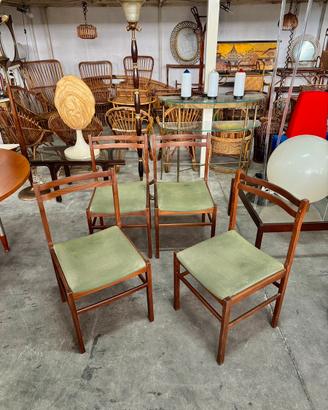 Set di 4 sedie in legno, anni '60