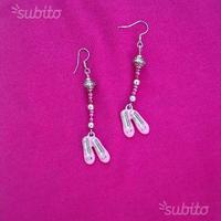 Orecchini scarpe scarpette scarpine rosa argento