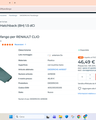 PARAFANGO ANTERIORE DESTRO RENAULT CLIO 4 DEL 2013