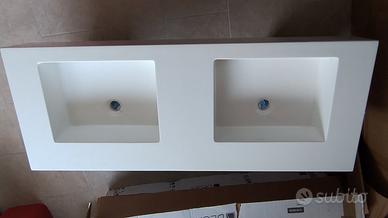 LAVABO AGUA DOPPIO DEGHI 120X46 CM BIANCO OPACO