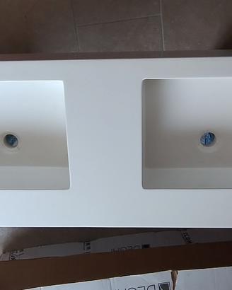 LAVABO AGUA DOPPIO DEGHI 120X46 CM BIANCO OPACO
