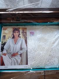 camicia da notte vintage tg. 52 in raso e pizzo 
