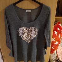 maglia con paillettes grigio