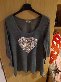 maglia con paillettes grigio