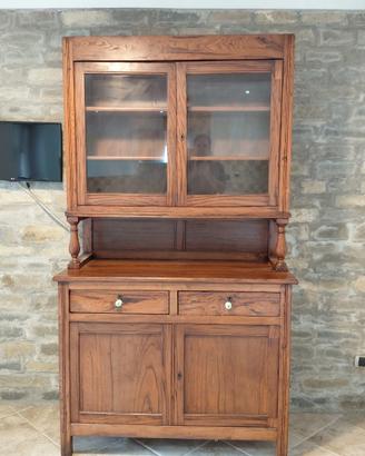 Credenza con vetrina in legno – Stile arte povera